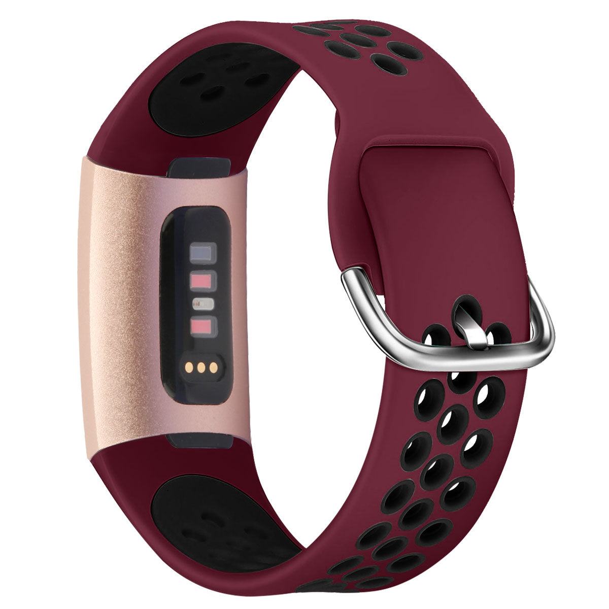 For Fitbit Charge 3 / 4 Watch Band Breathable Silicone Dual Color Wrist Strap Replacement - L / White+Black For Fitbit Charge 3 / 4 Watch Band Breathable Silicone Dual Color Wrist Strap Replacement - L / White+Black